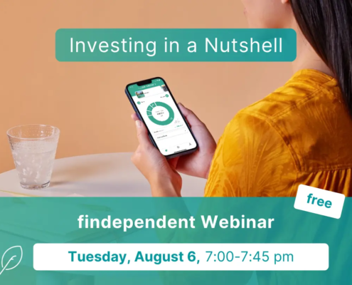 findependent: Webinar Anlegen einfach erklärt Vorschau, Frau mit Handy und findependent Screen