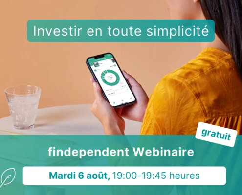 findependent: Webinar Anlegen einfach erklärt Vorschau, Frau mit Handy und findependent Screen