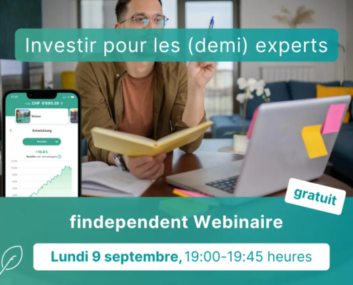 findependent: Webinar Anlegen für Halbprofis Vorschau, Mann am lernen und findependent Screen am Handy